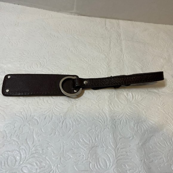 B. Makowsky Silver Metal & Leather Purse Charm Keychain w/Ring Luggage Tag 8.5" - Picture 12 of 14